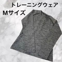 さY014 フィットネスウェア　長袖 ストレッチ トレーニングウェア グレーM