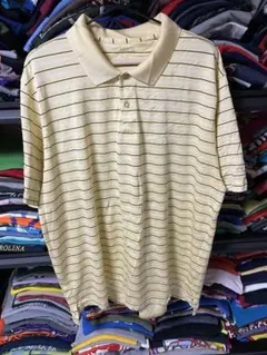 IZOD ボーダー柄 半袖ポロシャツ イエローのサムネイル