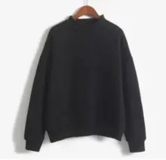 ボリューム スウェット ニット リブ 黒 black スウェット プルオーバー