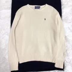 ポロラルフローレン コットンニット セーター L アイボリー　クリーム 90s