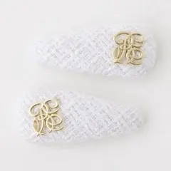 ❤*︎様 【Eliane Collection】 ツイードヘアピン ホワイトのサムネイル