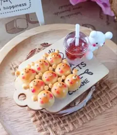 ミニチュア くまのちぎりパン♡トレーつき&アイスミルク珈琲セット♡