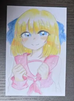 【一点物】オリジナルキャラ イラスト 水彩色鉛筆