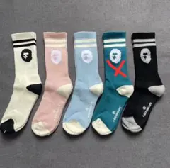 新品.※A BATHING APE BAPE ロゴ クルーソックス 4足セット