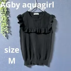 AGby aquagirl【M】フリル　カットソー　コットン100% ブラックのサムネイル
