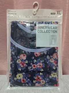 ユニクロ インナー タンクトップ 花柄 XL ネイビー