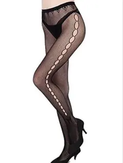 【未使用】サイドホールデザイン網タイツ黒セクシーストッキング