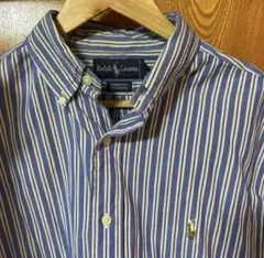 美品　Ralph Lauren ボタンダウンシャツ 青白ストライプ