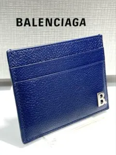 美品　バレンシアガ　レザー　Bロゴ カードケース　名刺入れ　パスケース　ネイビー