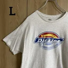 Dickies グレー ロゴ Tシャツ　デカロゴ　海外古着　Lサイズ