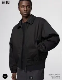 UNIQLO U パフテックショートブルゾン ブラックXL