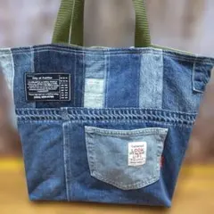 デニムリメイク　エコバッグ　パッチワーク　大きめ　軽い　丈夫