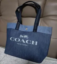 極美品 コーチ COACH デニム トートバッグ 肩掛け可能 付属品なし A4