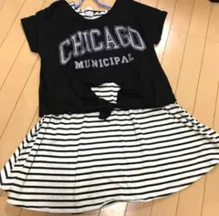 新品 レトロガール 前結びTシャツ　ボーダーチュニック 2点セットのサムネイル