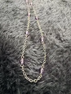 【美品】ANNA SUI アナスイ チェーンネックレス パープルビーズ 紫