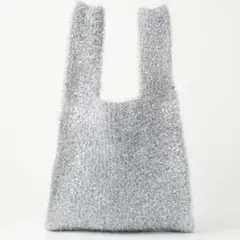 greenlabelrelaxing シャイニーニットマーケットバッグ　シルバー