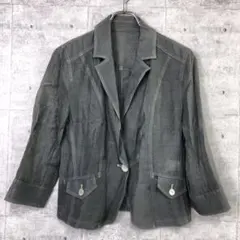 レトロ ブティック モード 古着 1つボタン テーラードジャケット 薄手