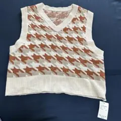 ハウンドトゥース柄ニットベスト F TC