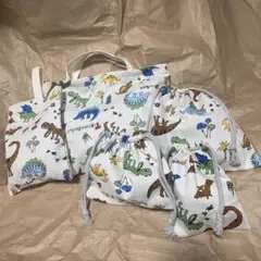 ハンドメイド　恐竜　通園、入学5点セット