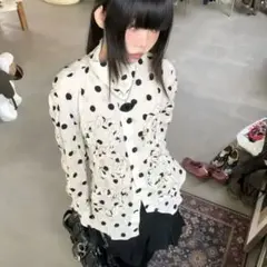 水玉模様 長袖シャツ モード系 変形