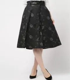 axes femme（アクシーズファム）バラベルト付柄デニムスカート