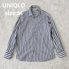 【UNIQLO】エクストラファインコットンブロードストライプシャツ メンズ【M】