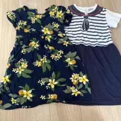 花柄ネイビー ワンピース 120cm