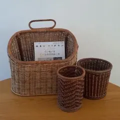 ラタンバスケットセット