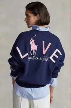 【美品✨】ラルフローレン PINK PONY スウェット デカロゴ 現行 紺 M