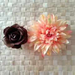 コサージュ 卒業式 入学式 結婚式 ローズ ダリア ハンドメイド２個点セット