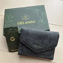［新品］レディース　三つ折り財布　デニム風　ブラック