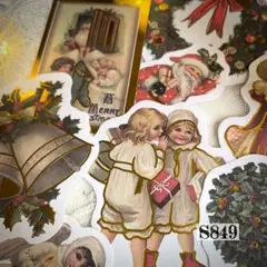 【S849コラージュ素材】海外シール　クリスマスジャーナル　ヴィンテージ 日記