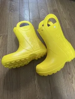 Crocs ハンドル付きレインブーツ イエロー J2