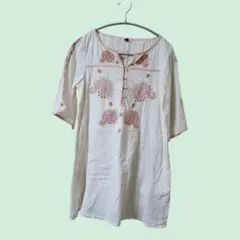 Amina■インド綿刺繍のホワイトチュニックのサムネイル