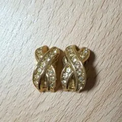 OLD Dior ヴィンテージ　イヤリング　ゴールド　ラインストーン