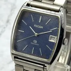 美品　稼働品　RICOH リクォーツ 新品電池　デイト　青文字盤　ストライプのサムネイル