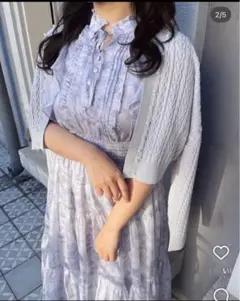 evelyn ラメフリル花柄　ワンピース　ブルー　即日発送　土日限定値下げ