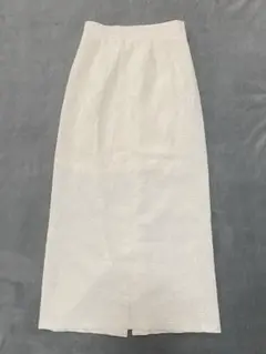 アイボリー タイトスカート 後ろファスナー