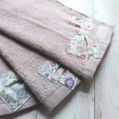 おりこう　エプロン　お食事　タオル　二重　綿100％　リボン　花柄