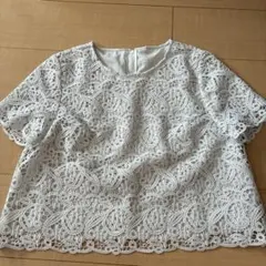 STRAWBERRY-FIELDS レース 半袖ブラウス ホワイトのサムネイル