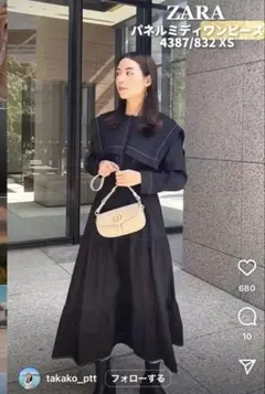 ZARA パネルミディワンピース　S