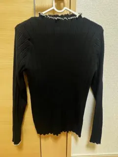 earth music&ecology ブラック リブ編み 長袖セーター