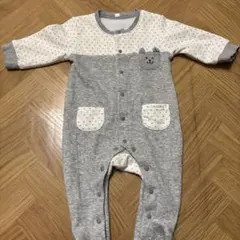 クマ刺繍ドット柄ロンパース 95cm未満