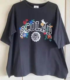 スカラー/ScoLar お花とネコプリント Tシャツ カットソー ブラック Mのサムネイル