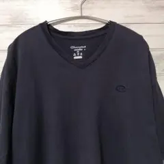 チャンピオン　刺繍　ワンポイント　Tシャツ　XL　ネイビー　USA古着