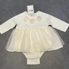 新品 タグつき ebaby べべ チュニックロンパース 白 70 ベビードレス
