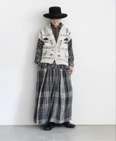 ICHI Antiquites リネンビッグチェック ロングスカートのサムネイル