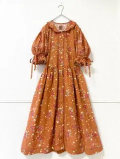 KETTY ケティ ローズカフェ 花柄 ピンタック ギャザー ロングワンピース