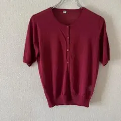 美品　UNIQLO ユニクロ　半袖セーター　羽織物　レッド　M レディース