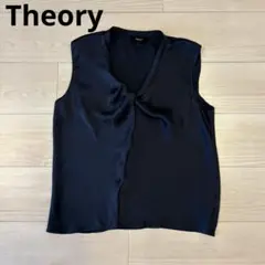 【美品】Theory サテンブラウス　25SS Sサイズ　ネイビー　ブラウス